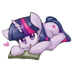 Size: 1000x1000 | Tagged: safe, artist:770nanao15, imported from derpibooru, twilight sparkle, pony, unicorn, book, cute, female, heart, looking at you, mare, simple background, solo, twiabetes, unicorn twilight, white background