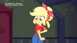 Size: 1280x720 | Tagged: safe, imported from derpibooru, applejack, equestria girls, equestria girls series, five to nine, applejack's bedroom, female, hairband, solo