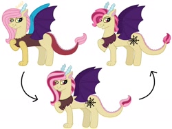Size: 2002x1498 | Tagged: safe, artist:kindheart525, imported from derpibooru, oc, oc only, oc:bedlam, hybrid, kindverse, interspecies offspring, offspring, parent:discord, parent:fluttershy, parents:discoshy, solo, then and now