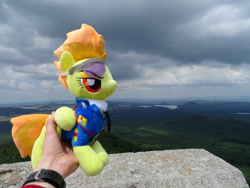 Size: 5184x3888 | Tagged: safe, imported from derpibooru, spitfire, castle, czech republic, irl, lake, photo, plushie