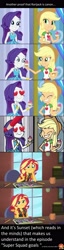Size: 1280x4992 | Tagged: safe, imported from derpibooru, applejack, rarity, sunset shimmer, equestria girls, equestria girls series, cake, canon, female, food, geode of empathy, lesbian, love, rarijack, shipping