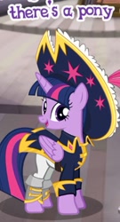 Size: 240x443 | Tagged: safe, imported from derpibooru, twilight sparkle, alicorn, pony, bicorne, captain obvious, captain twilight, clothes, cropped, cute, female, gameloft, hat, looking at you, meme, open mouth, pirate, pirate twilight, smiling, solo, twiabetes, twilight sparkle (alicorn), uniform, wow! glimmer