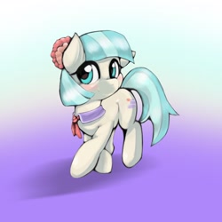 Size: 1536x1536 | Tagged: safe, artist:kurogewapony, imported from derpibooru, coco pommel, earth pony, pony, female, flower, flower in hair, looking at you, mare, solo