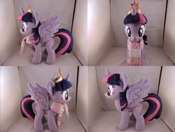 Size: 1597x1199 | Tagged: safe, artist:little-broy-peep, imported from derpibooru, twilight sparkle, alicorn, pony, big crown thingy, clothes, crown, irl, jewelry, photo, plushie, regalia, scarf, solo, twilight sparkle (alicorn)