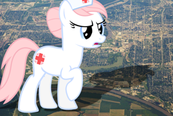 Size: 2048x1378 | Tagged: safe, artist:jerryakira79, imported from derpibooru, nurse redheart, pony, female, giant ponies in real life, giant pony, irl, macro, mega giant, photo, ponies in real life, shadow