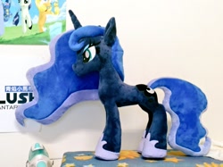 Size: 1024x767 | Tagged: safe, artist:nekokevin, imported from derpibooru, princess luna, alicorn, pony, female, irl, mare, photo, plushie, smiling, solo, standing