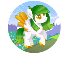 Size: 1500x1200 | Tagged: safe, artist:sugaryicecreammlp, imported from derpibooru, oc, oc only, oc:quilly, pegasus, pony, female, flower, mare, simple background, solo, transparent background, two toned wings