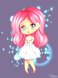 Size: 748x1002 | Tagged: safe, artist:electricshine, imported from derpibooru, fluttershy, equestria girls, blushing, clothes, cute, dress, female, hairpin, shyabetes