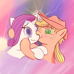 Size: 2759x2745 | Tagged: safe, artist:kaminakat, imported from derpibooru, applejack, rarity, pony, cute, female, jackabetes, lesbian, raribetes, rarijack, shipping