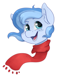 Size: 1024x1387 | Tagged: safe, artist:midnightpremiere, imported from derpibooru, oc, oc only, oc:dreamlane, pony, bust, clothes, flowing mane, freckles, scarf, simple background, solo, transparent background