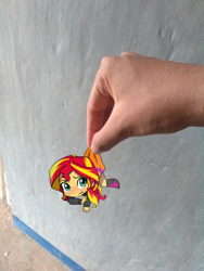 Size: 1500x2000 | Tagged: safe, artist:baekgup, edit, imported from derpibooru, sunset shimmer, equestria girls, blushing, chibi, equestria girls in real life, hand