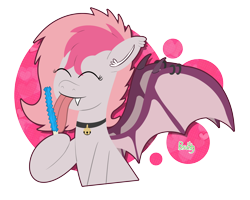 Size: 2500x2000 | Tagged: safe, artist:b-cacto, imported from derpibooru, oc, oc only, oc:candy quartz, bat pony, pony, bell, bell collar, collar, piercing, rock candy, simple background, solo, transparent background