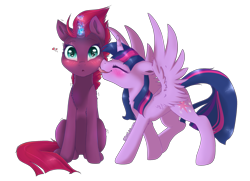 Size: 2505x1813 | Tagged: safe, artist:sinalaa, imported from derpibooru, fizzlepop berrytwist, tempest shadow, twilight sparkle, alicorn, pony, unicorn, my little pony: the movie, blushing, broken horn, cutie mark, eye scar, eyes closed, female, glowing horn, heart, heart eyes, lesbian, licking, mare, scar, shipping, simple background, sitting, sparking horn, spread wings, tempestlight, tongue out, transparent background, twilight sparkle (alicorn), wingding eyes, wings