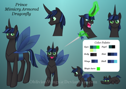 Size: 1040x740 | Tagged: safe, artist:oblivionwings, imported from derpibooru, oc, oc only, oc:mimicry, hybrid, bio, cute, glowing horn, interspecies offspring, magic, offspring, parent:queen chrysalis, parent:shining armor, parents:shining chrysalis, telekinesis