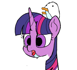 Size: 563x514 | Tagged: artist needed, safe, artist:fork, imported from derpibooru, twilight sparkle, pony, bust, drool, female, simple background, solo, white background