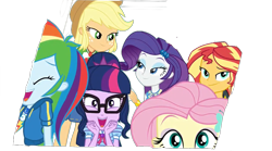 Size: 1015x563 | Tagged: safe, artist:php77, edit, edited screencap, editor:php77, imported from derpibooru, screencap, applejack, fluttershy, rainbow dash, rarity, sci-twi, sunset shimmer, twilight sparkle, equestria girls, equestria girls series, rollercoaster of friendship, background removed, simple background, transparent background