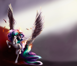 Size: 1280x1090 | Tagged: safe, artist:feng-shui1301, imported from derpibooru, princess celestia, alicorn, pony, epic, female, fire, mare