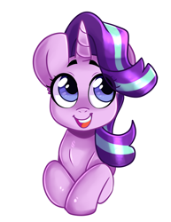 Size: 2975x3850 | Tagged: safe, artist:annakitsun3, imported from derpibooru, starlight glimmer, pony, unicorn, female, looking up, mare, open mouth, simple background, smiling, solo, white background