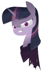 Size: 1829x3000 | Tagged: safe, artist:moonatik, imported from derpibooru, mean twilight sparkle, pony, the mean 6, atg 2018, clone, clone twilight, clothes, evil grin, evil twilight, female, grin, looking at you, newbie artist training grounds, scarf, simple background, smiling, solo, transparent background