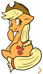 Size: 513x869 | Tagged: safe, artist:zutcha, imported from derpibooru, applejack, pony, female, simple background, sitting, solo, transparent background