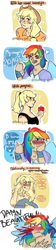 Size: 800x3600 | Tagged: safe, artist:blueberry-ghost, imported from derpibooru, applejack, rainbow dash, human, alternate hairstyle, apple, appledash, blood, blushing, female, food, humanized, lesbian, nosebleed, shipping, winged humanization, wings