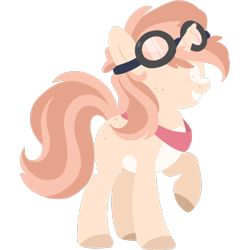 Size: 2048x2048 | Tagged: safe, artist:cinnamontee, imported from derpibooru, oc, oc only, oc:rusty gears, oc:rusty gears (cinnamontee), pony, unicorn, female, glasses, goggles, grin, high res, hooves, horn, lineless, mare, minimalist, modern art, raised hoof, simple background, smiling, solo, transparent background