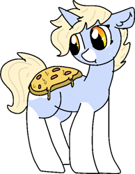 Size: 480x620 | Tagged: safe, artist:nootaz, imported from derpibooru, oc, oc only, oc:nootaz, pony, unicorn, female, food, looking back, mare, meat, pepperoni, pepperoni pizza, pizza, ponified animal photo, simple background, solo, transparent background