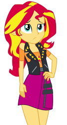 Size: 6000x11111 | Tagged: safe, artist:sunshi, imported from derpibooru, sunset shimmer, equestria girls, equestria girls series, absurd resolution, clothes, female, hand on hip, jacket, leather, leather jacket, legs, simple background, skirt, solo, transparent background