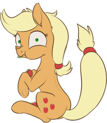 Size: 912x1039 | Tagged: safe, artist:dusthiel, imported from derpibooru, applejack, earth pony, pony, atg 2018, female, food, mare, newbie artist training grounds, simple background, solo, strawberry, transparent background