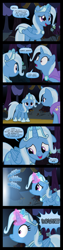 Size: 4000x15798 | Tagged: safe, artist:jeatz-axl, imported from derpibooru, part of a set, trixie, alicorn, pony, .svg available, .zip file at source, absurd resolution, alicornified, cape, clothes, comic, dialogue, female, floppy ears, forest, glowing horn, magic, mare, mirror universe, nervous, onomatopoeia, part of a series, portal, princess of humility, race swap, self ponidox, smiling, the magician and the princess, tree, trixie's cape, trixiecorn, vector