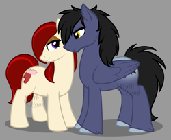 Size: 900x733 | Tagged: safe, artist:mythpony, imported from derpibooru, oc, oc only, oc:nightwing, oc:taryn, earth pony, pegasus, pony, female, male, mare, stallion