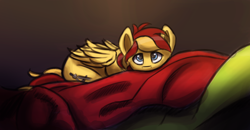 Size: 3854x2000 | Tagged: safe, artist:smowu, artist:syntaxartz, imported from derpibooru, oc, oc only, oc:archi sketch, pegasus, pony, blanket, cute, fabric, male, smol, solo