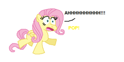 Size: 453x227 | Tagged: safe, artist:theinflater19, imported from derpibooru, fluttershy, series:flutter p, pop, screaming, this will end in balloons