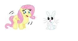 Size: 523x275 | Tagged: safe, artist:theinflater19, imported from derpibooru, angel bunny, fluttershy, series:flutter p, entranced, flutterblimp, imminent inflation, inflation, scared, stomach noise, this will end in balloons