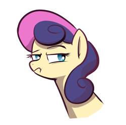 Size: 857x849 | Tagged: safe, artist:christheblue, imported from derpibooru, bon bon, sweetie drops, pony, annoyed, bon bon is not amused, female, floating head, simple background, solo, unamused, white background