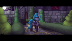 Size: 3840x2160 | Tagged: safe, artist:ciderpunk, imported from derpibooru, oc, oc:belfry towers, bat pony, firefly (insect), castle, choker, clothes, ear piercing, earring, garden, jewelry, necklace, piercing, socks