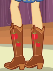 Size: 238x319 | Tagged: safe, imported from derpibooru, screencap, applejack, constructive criticism, equestria girls, equestria girls series, boots, cropped, legs, pictures of legs, shoes