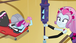 Size: 1280x720 | Tagged: safe, imported from derpibooru, screencap, photo finish, violet blurr, constructive criticism, equestria girls, equestria girls series, constructive criticism: photo finish, duo, duo female, female, hard hat, projector, safety goggles