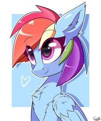 Size: 1024x1229 | Tagged: safe, artist:kaleido-art, imported from derpibooru, rainbow dash, pegasus, pony, chest fluff, cute, dashabetes, female, heart, mare, simple background, solo