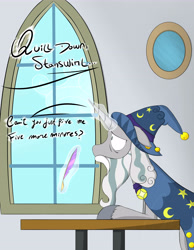 Size: 4879x6293 | Tagged: safe, artist:theravencriss, imported from derpibooru, star swirl the bearded, pony, unicorn, friendship university, absurd resolution, beard, exam, facial hair, male, solo, stallion