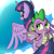 Size: 1575x1575 | Tagged: safe, alternate version, artist:dsana, imported from derpibooru, spike, twilight sparkle, twilight sparkle (alicorn), alicorn, dragon, pony, duo, flat colors, looking at each other, winged spike, wings
