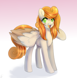 Size: 2308x2348 | Tagged: safe, artist:tigra0118, imported from derpibooru, oc, oc only, oc:megan rouge, pegasus, pony, female, gradient background, mare, solo