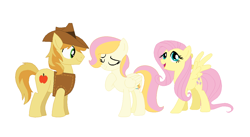 Size: 1216x666 | Tagged: safe, artist:mlpmagicponies, imported from derpibooru, braeburn, fluttershy, braeshy, family, female, male, offspring, parent:braeburn, parent:fluttershy, parents:braeshy, shipping, straight