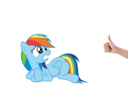 Size: 926x664 | Tagged: safe, imported from derpibooru, rainbow dash, hand, thumbs up