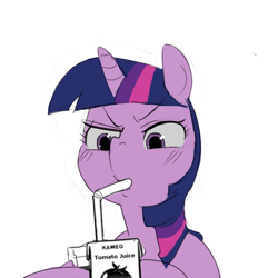 Size: 1024x1024 | Tagged: safe, artist:baigak, edit, imported from derpibooru, twilight sparkle, pony, drinking straw, female, meme, please don't bully me nagatoro, simple background, sipping, solo, white background