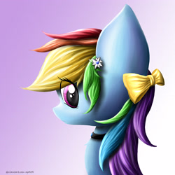 Size: 3445x3445 | Tagged: safe, artist:ap0st0l, imported from derpibooru, rainbow dash, pony, bow, collar, female, solo