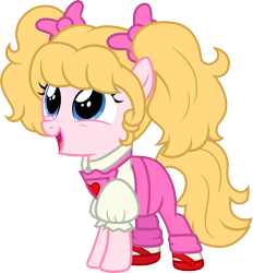 Size: 3000x3230 | Tagged: safe, artist:cloudy glow, artist:cloudyglow, imported from derpibooru, molly williams, earth pony, pony, awww, blonde, bow, clothes, cute, female, filly, g1, g1 to g4, g1betes, g4, generation leap, hair bow, happy, high res, mollybetes, open mouth, open smile, pigtails, ponified, shoes, simple background, smiling, solo, transparent background