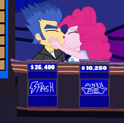 Size: 1900x1884 | Tagged: safe, artist:bigpurplemuppet99, imported from derpibooru, flash sentry, pinkie pie, equestria girls, female, jeopardy, kissing, male, pinkiesentry, shipping, straight