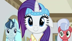 Size: 1920x1080 | Tagged: safe, imported from derpibooru, screencap, polo play, rarity, silver waves, pony, unicorn, friendship university, backwards ballcap, baseball cap, cap, cute, female, hat, las pegasus resident, male, mare, plainity, raribetes, stallion