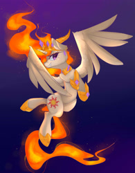 Size: 3900x5000 | Tagged: safe, artist:crystalfilth, imported from derpibooru, nightmare star, alicorn, pony, fangs, female, hoof shoes, mane of fire, mare